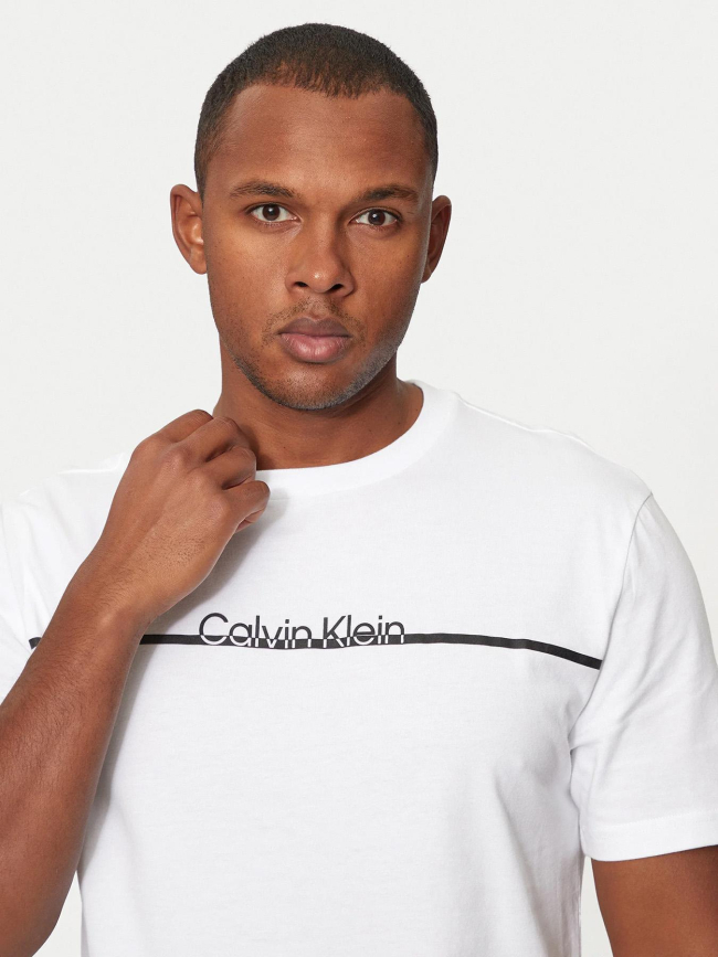 T-shirt split line logo blanc homme - Calvin Klein