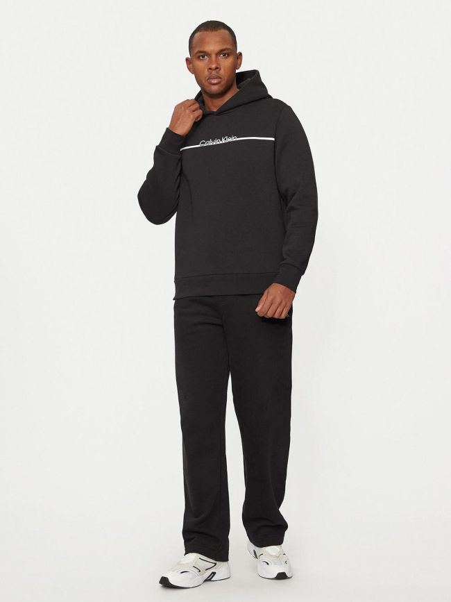 Sweat à capuche split line logo noir homme - Calvin Klein