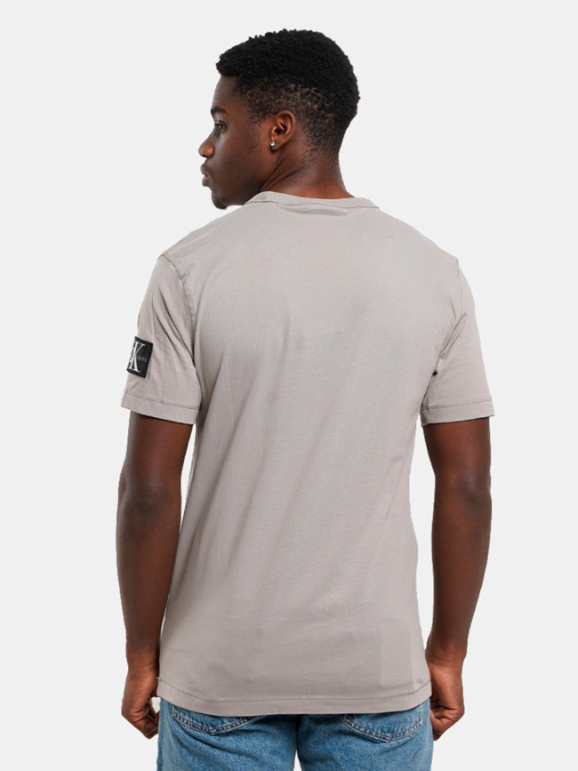 T-shirt uni badge regular gris homme - Calvin Klein Jeans