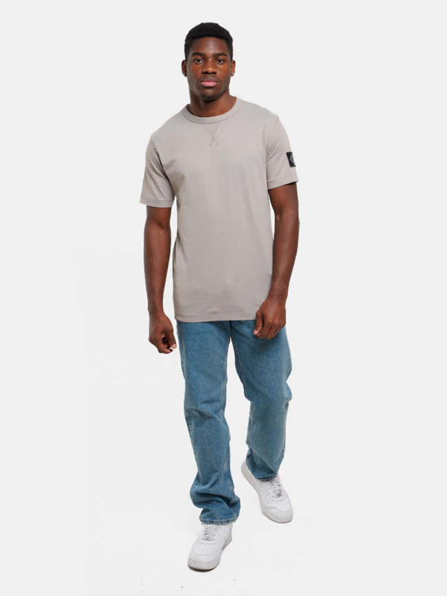 T-shirt uni badge regular gris homme - Calvin Klein Jeans