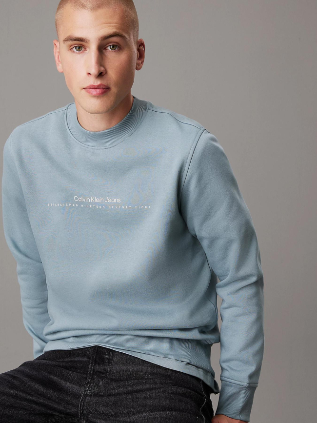 Sweat minimaliste avec logo bleu homme - Calvin Klein Jeans