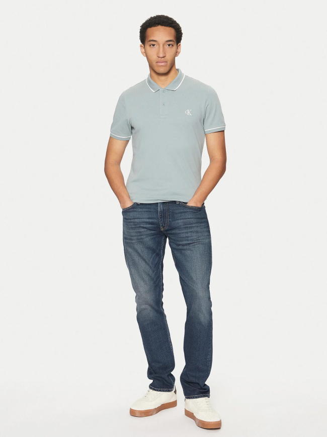 Polo tipping logo bleu homme - Calvin Klein Jeans
