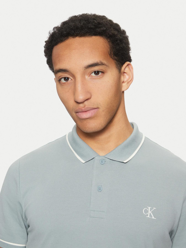 Polo tipping logo bleu homme - Calvin Klein Jeans