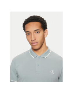 Polo tipping logo bleu homme - Calvin Klein Jeans
