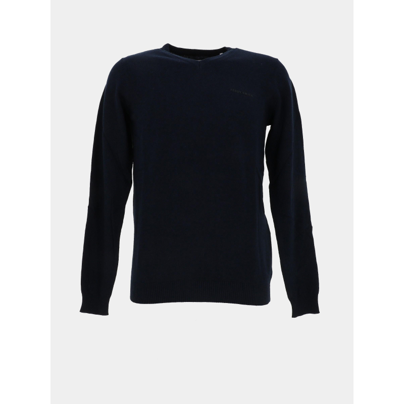 Pull fin col v pulser 3 bleu marine homme - Teddy Smith