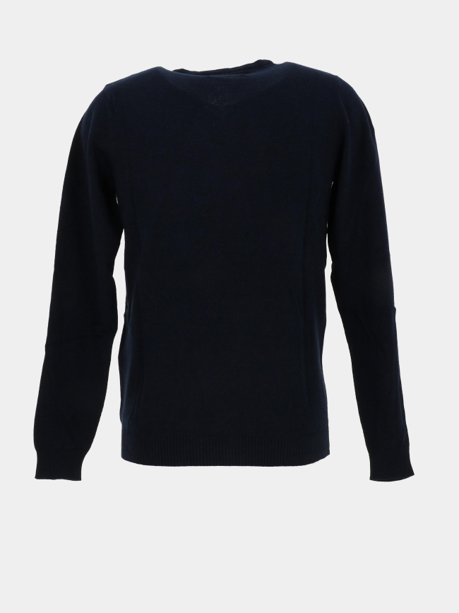 Pull fin col v pulser 3 bleu marine homme - Teddy Smith