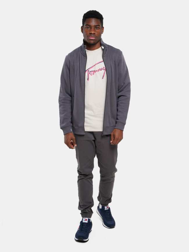 Sweat zippé regular fleece gris homme - Tommy Jeans