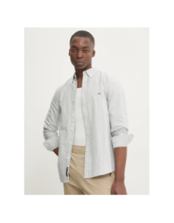 Chemise rayé slim oxford gris blanc homme - Tommy Jeans