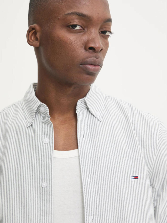 Chemise rayé slim oxford gris blanc homme - Tommy Jeans