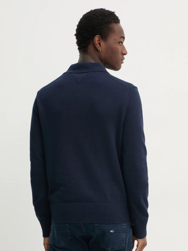 Pull à col polo slim essential bleu marine homme - Tommy Jeans