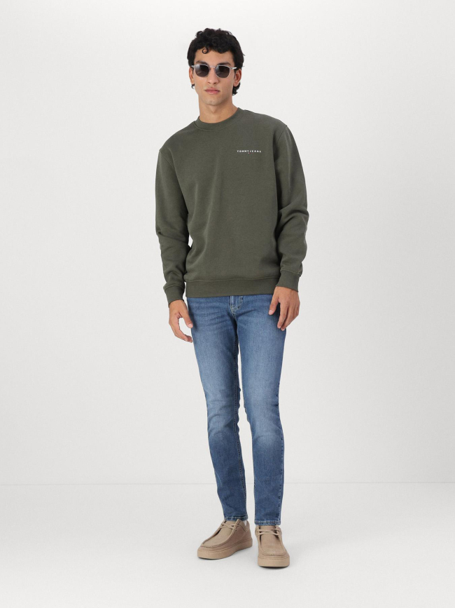 Sweatshirt regular linear kaki homme - Tommy Jeans