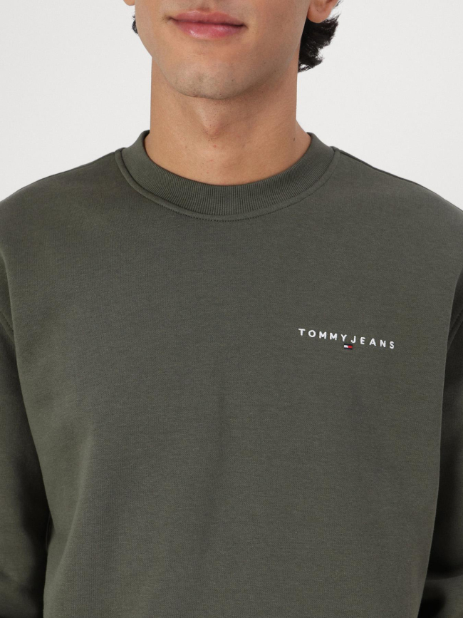 Sweatshirt regular linear kaki homme - Tommy Jeans