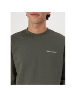 Sweatshirt regular linear kaki homme - Tommy Jeans