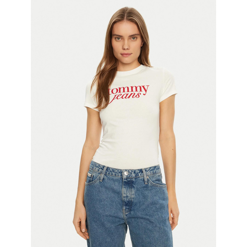 T-shirt slim essential logo blanc femme - Tommy Jeans