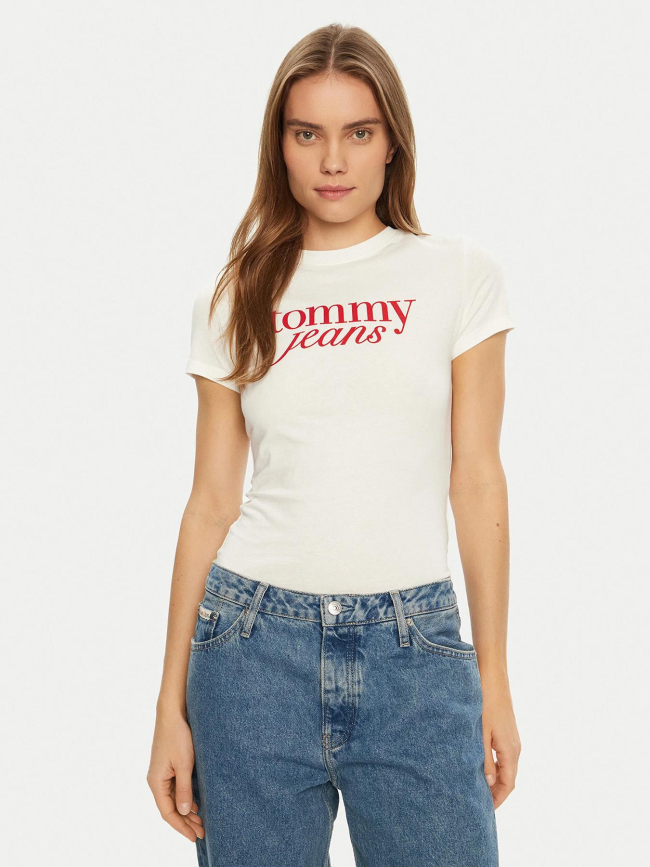 T-shirt slim essential logo blanc femme - Tommy Jeans