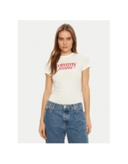 T-shirt slim essential logo blanc femme - Tommy Jeans
