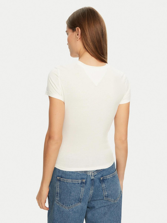 T-shirt slim essential logo blanc femme - Tommy Jeans