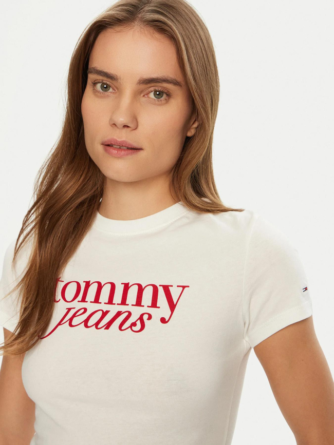 T-shirt slim essential logo blanc femme - Tommy Jeans