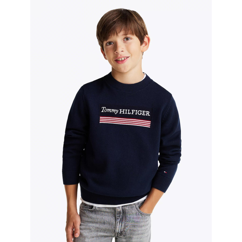 Pull monotype regular bleu marine enfant - Tommy Hilfiger