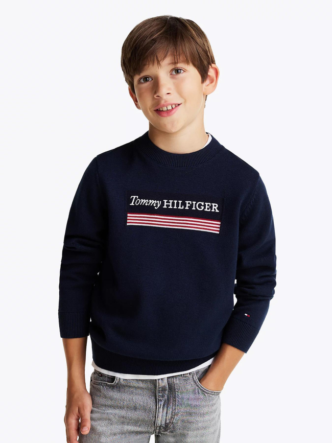 Pull monotype regular bleu marine enfant - Tommy Hilfiger