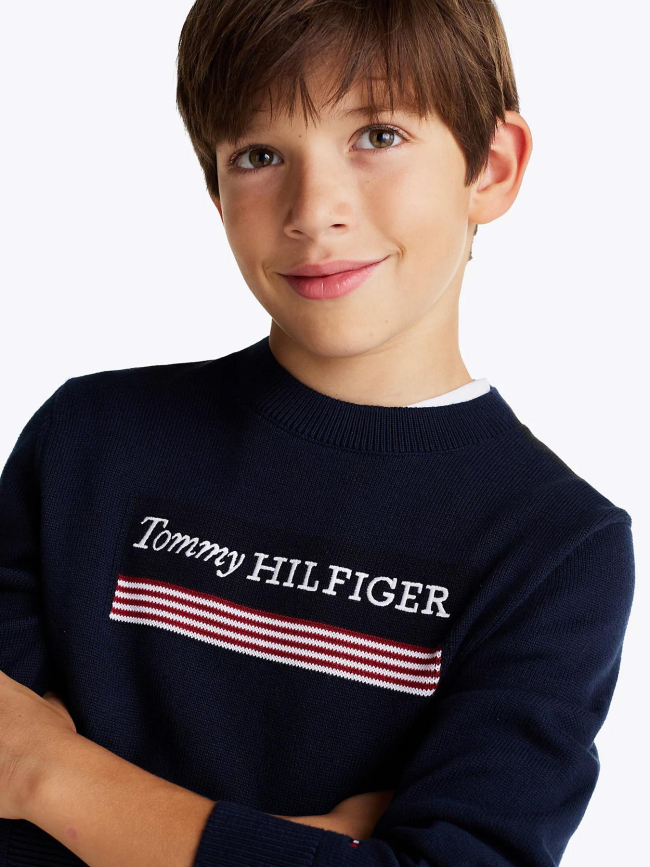Pull monotype regular bleu marine enfant - Tommy Hilfiger
