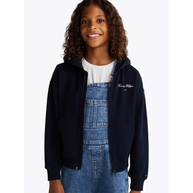 Sweat à capuche zippé varsity bleu marine fille - Tommy Hilfiger