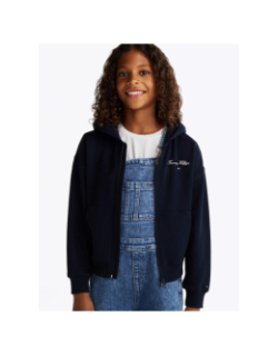 Sweat à capuche zippé varsity bleu marine fille - Tommy Hilfiger