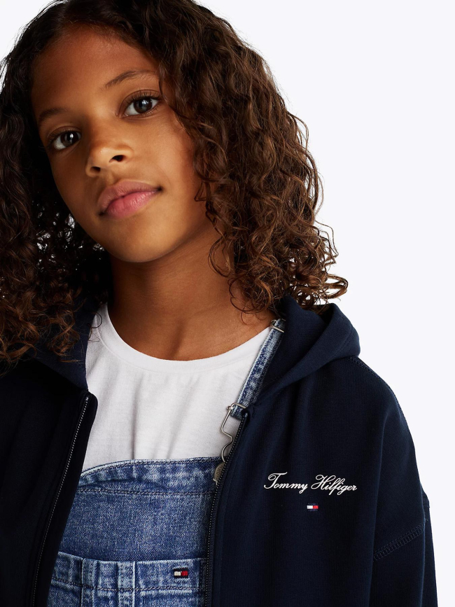 Sweat à capuche zippé varsity bleu marine fille - Tommy Hilfiger