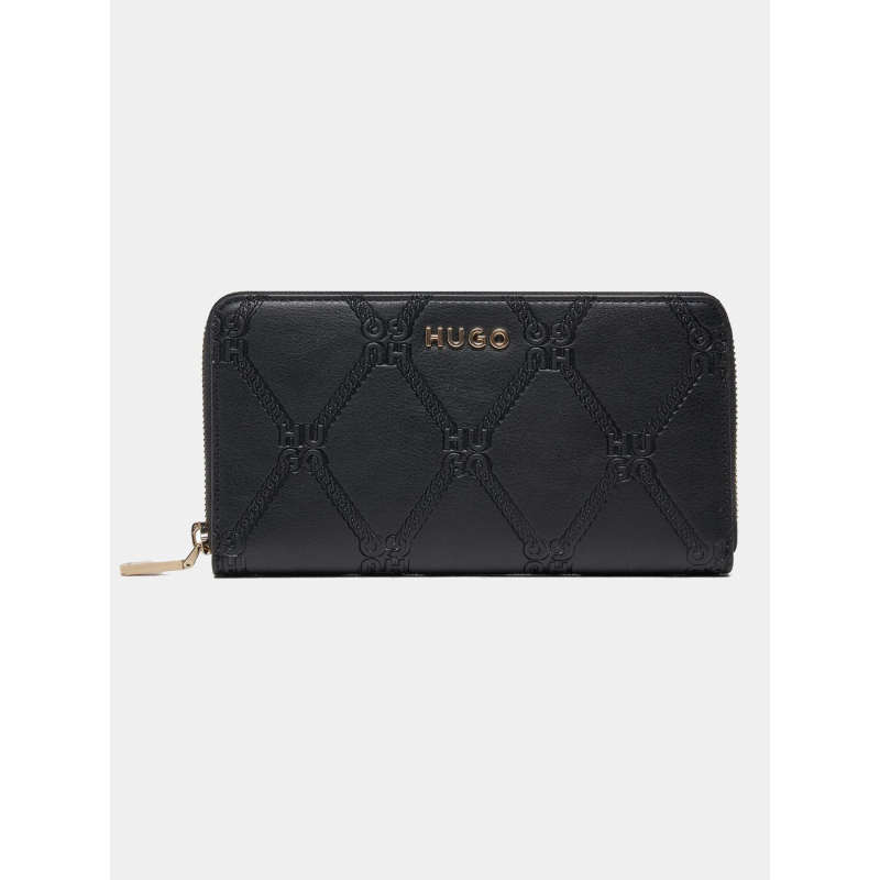Portefeuille logo relief chris noir femme - Hugo