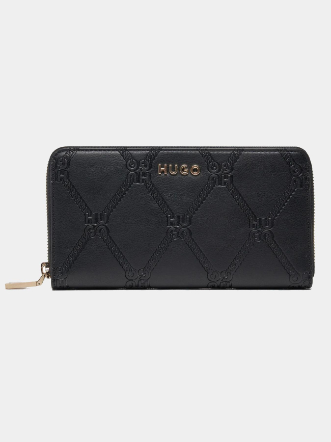 Portefeuille logo relief chris noir femme - Hugo