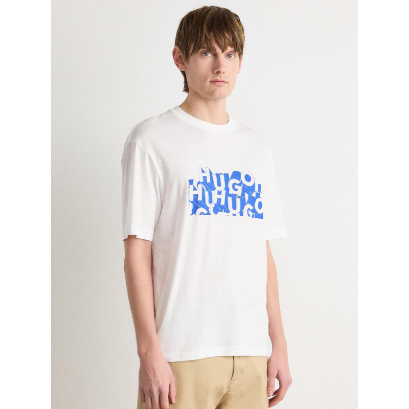 T-shirt nafralo blanc bleu homme - Hugo