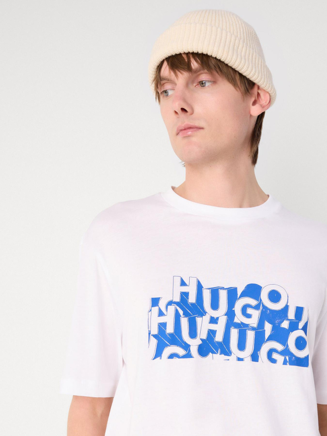 T-shirt nafralo blanc bleu homme - Hugo