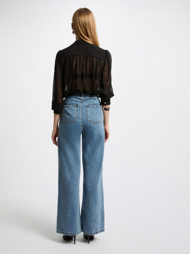 Chemisier plissé plia noir femme - Morgan