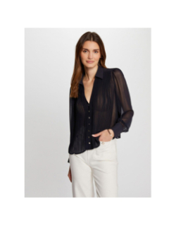 Chemisier plissé plia bleu marine femme - Morgan