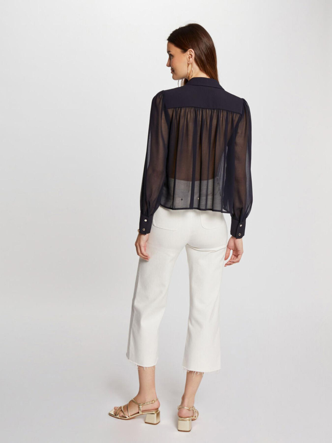 Chemisier plissé plia bleu marine femme - Morgan