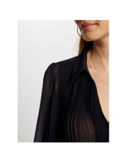 Chemisier plissé plia bleu marine femme - Morgan