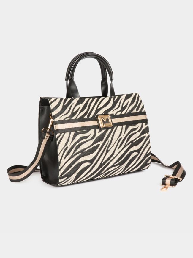 Sac à main zébré tina noir femme - Morgan