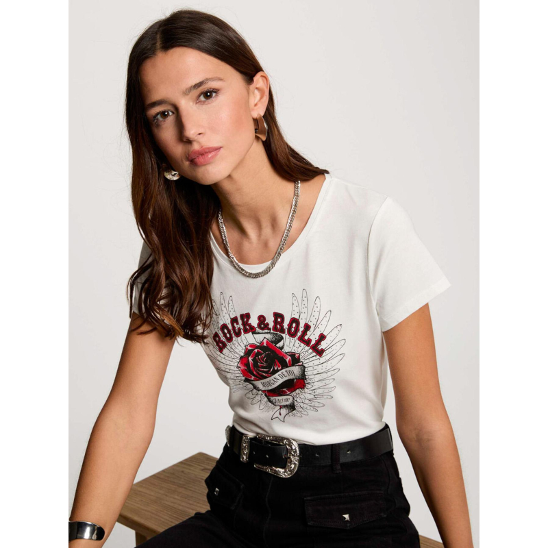 T-shirt rebel blanc femme - Morgan