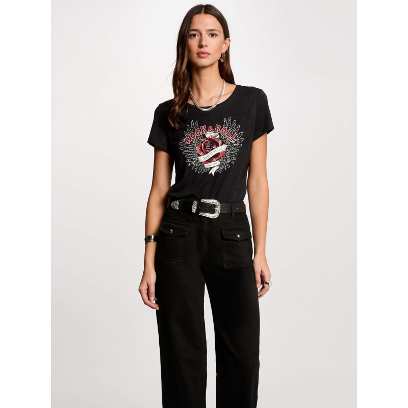 T-shirt rebel noir femme - Morgan