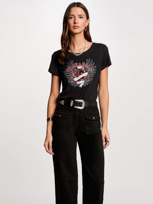 T-shirt rebel noir femme - Morgan