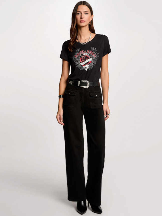T-shirt rebel noir femme - Morgan