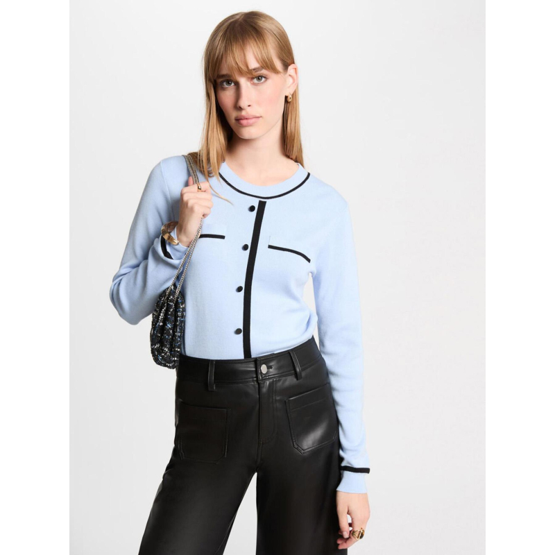Pull effet gilet juani bleu ciel femme - Morgan