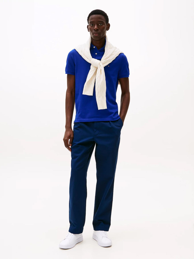 Polo 1985 regular en piqué texturé bleu homme - Tommy Hilfiger