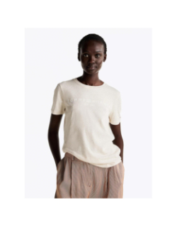 T-shirt à manches courtes corp logo beige femme - Tommy Hilfiger