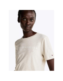T-shirt à manches courtes corp logo beige femme - Tommy Hilfiger