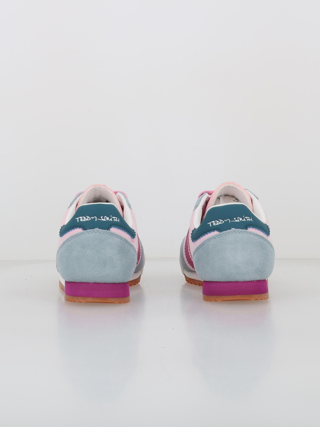 Baskets en cuir suédé serraje rose bleu femme - Teddy Smith