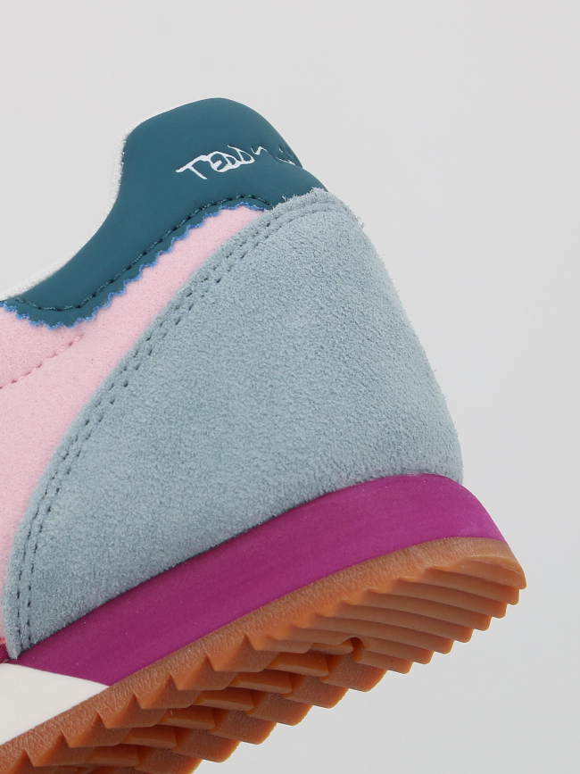 Baskets en cuir suédé serraje rose bleu femme - Teddy Smith