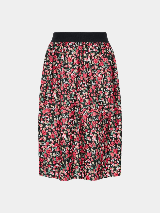 Jupe kogeleme à motif floral noir et rouge fille - Only