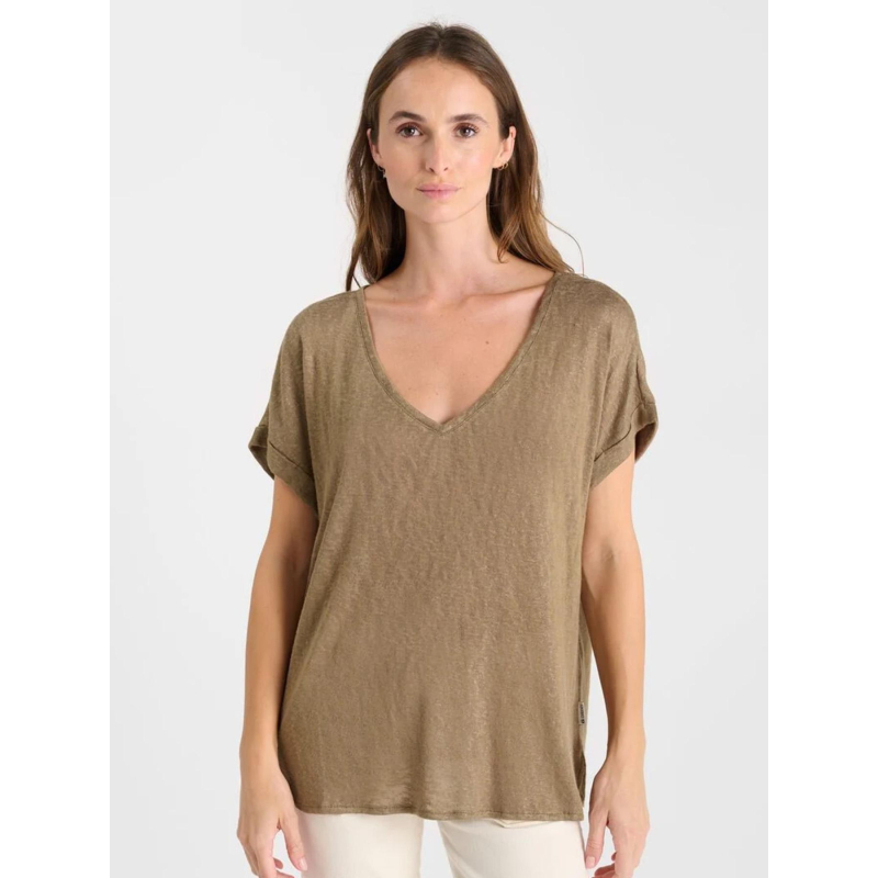 T-shirt effet brillant pati marron femme - Le Temps Des Cerises