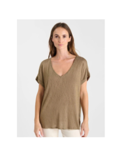 T-shirt effet brillant pati marron femme - Le Temps Des Cerises